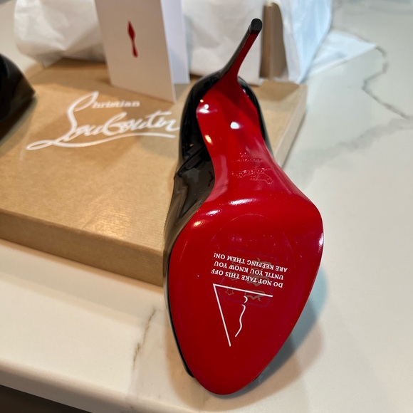 Christian Louboutin New Very Prive 120 patent Black size 7 Platform Heel - Picture 4 of 5